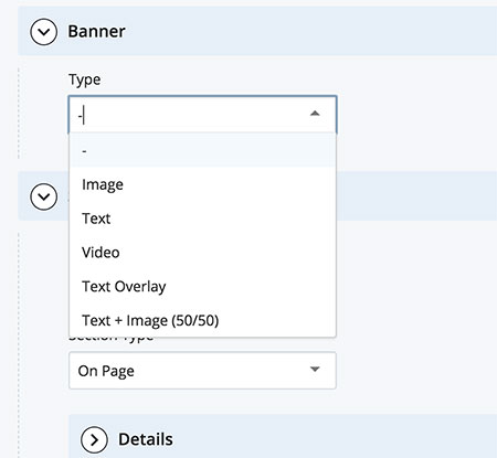 Banner dropdown with new banner options