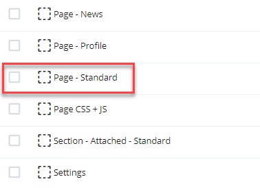 standard page data definition