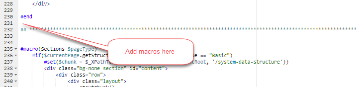 space for adding new custom section macros