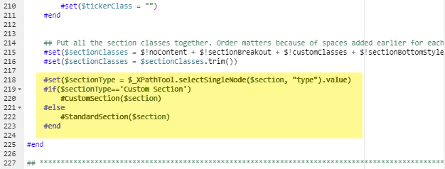 custom section new code