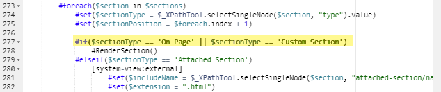 replaced custom section code