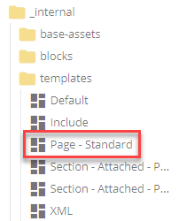 standard page template in folder tree