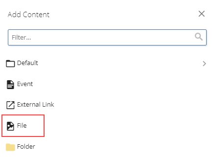 add content and file selection