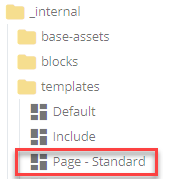 Page - standard template in the folder tree