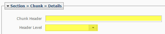 Enter the Chunk Header and header level