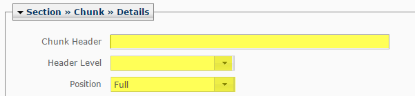 Select chunk header, header level, and position