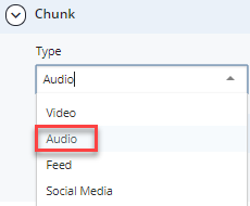 audio chunk type in drop-down menu