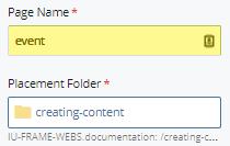 event page name field