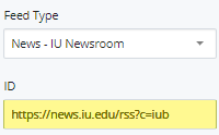 IU Newsroom feed ID