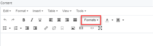 format menu in text editor