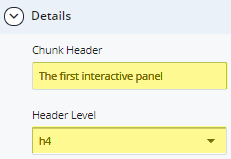 interactive panel chunk header and header level