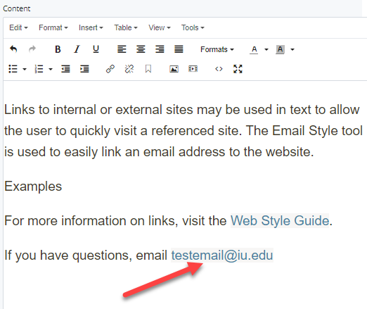 linked text for email