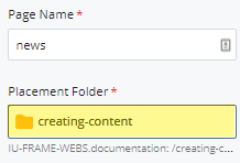 news page placement folder