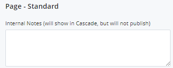 internal notes field for new page