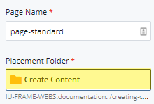 new page placement folder field