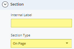 section internal label and section type fields