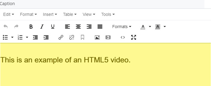 caption field for an html5 video
